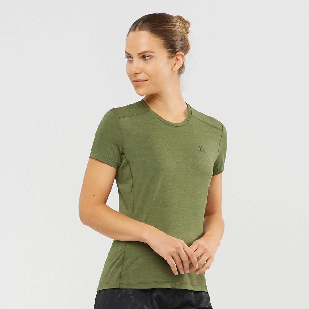 Salomon Singapore Womens T-shirts - XA W Olive | 86513-PGNA